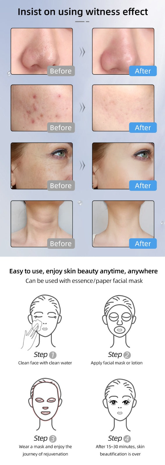 Máscara Rejuvenecedora Facial y Cuello LED